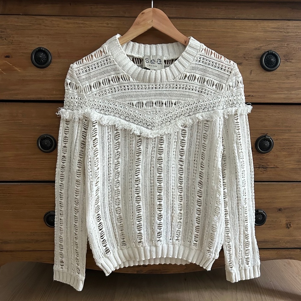 SEA New York Lace Gauze Sweater